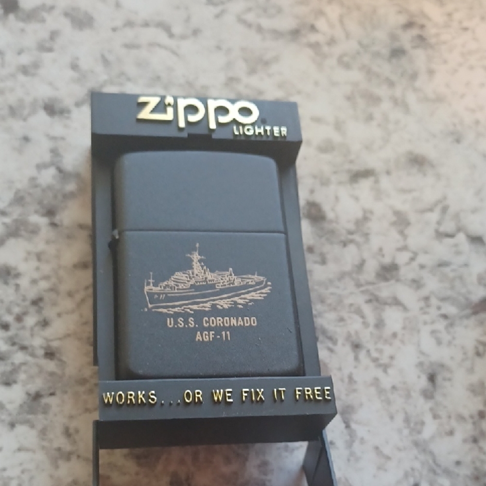 Black Zippo Lighter with Submarine Design USS Coronado Zippo Lighter